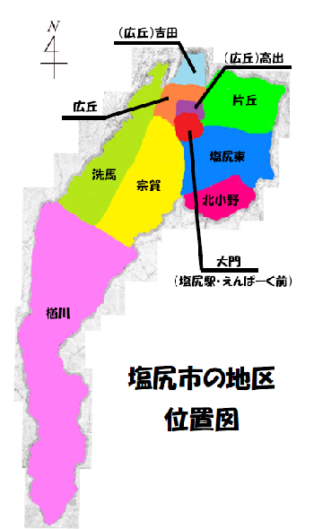 塩尻市の地区位置図の画像