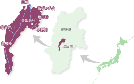 塩尻市の地図