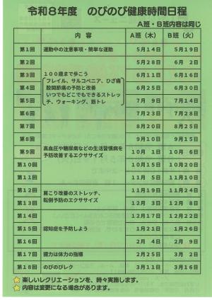 のびのび健康時間裏