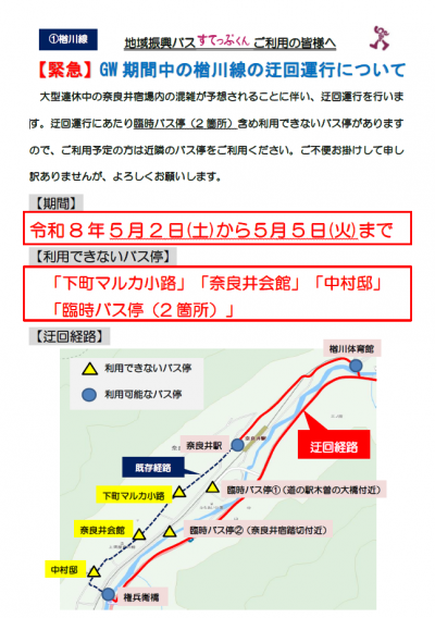 楢川線迂回情報