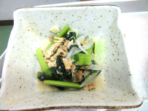 小松菜とあさりの炒めものの画像