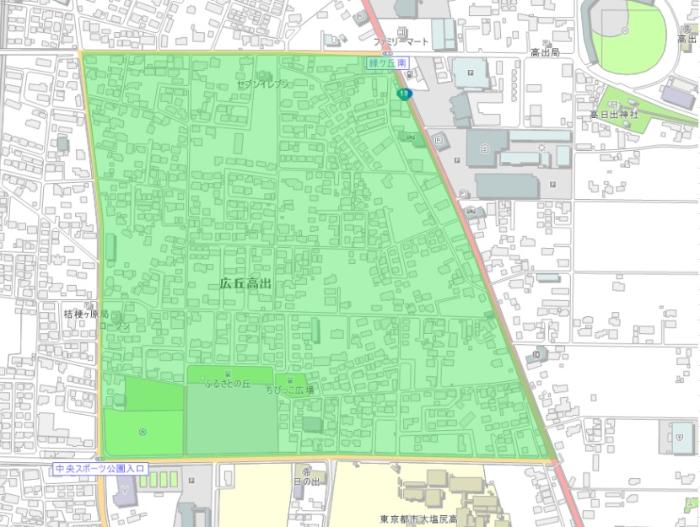 高出地区中央スポーツ公園周辺区域の画像