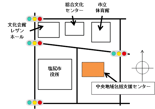 中央地域包括支援センターの位置図