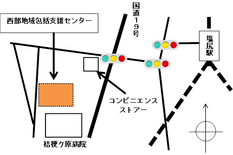 西部地域包括支援センターの位置図