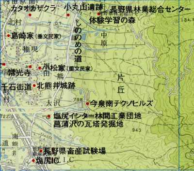 塩尻市部分地図の画像