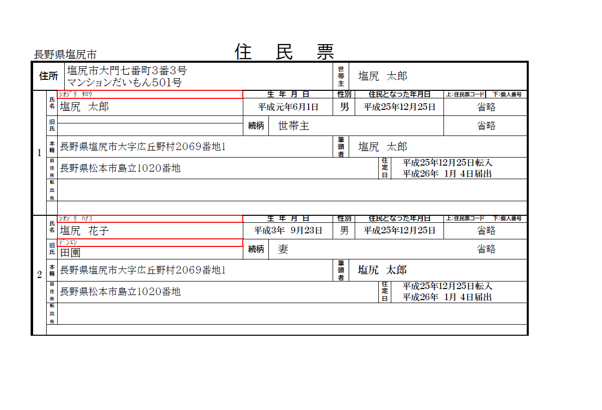 従来の住民票
